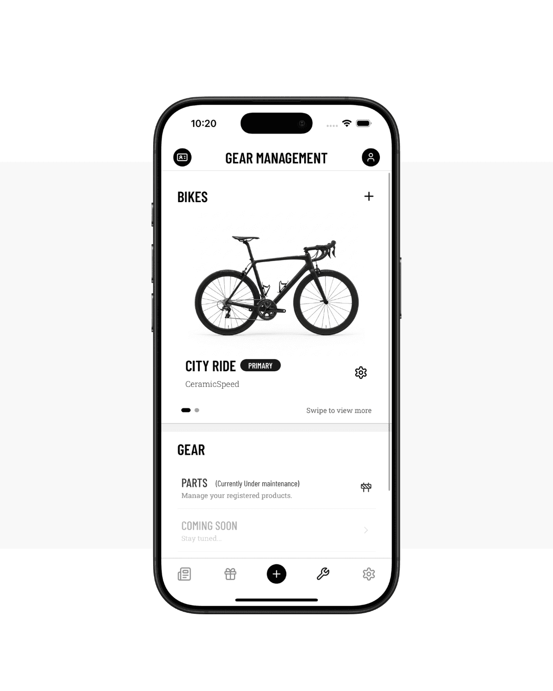 Outsyde Application Gear Management Page screenshot